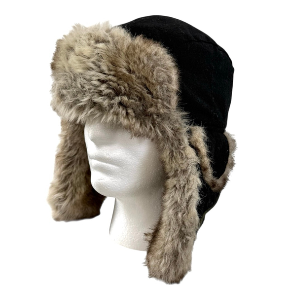 Woolrich Other - Woolrich Woolen Mills Trapper Hat - Black & Faux Fur - Size Medium